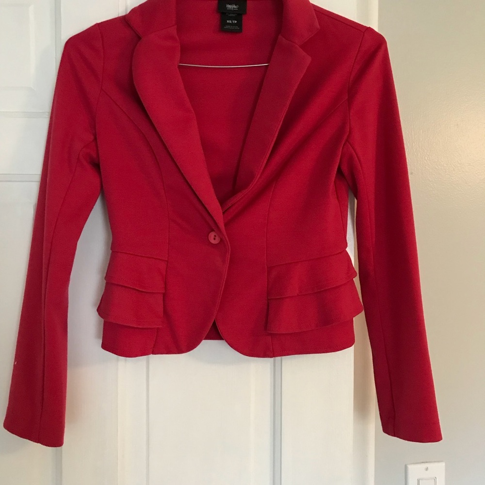 Pink ruffle blazer